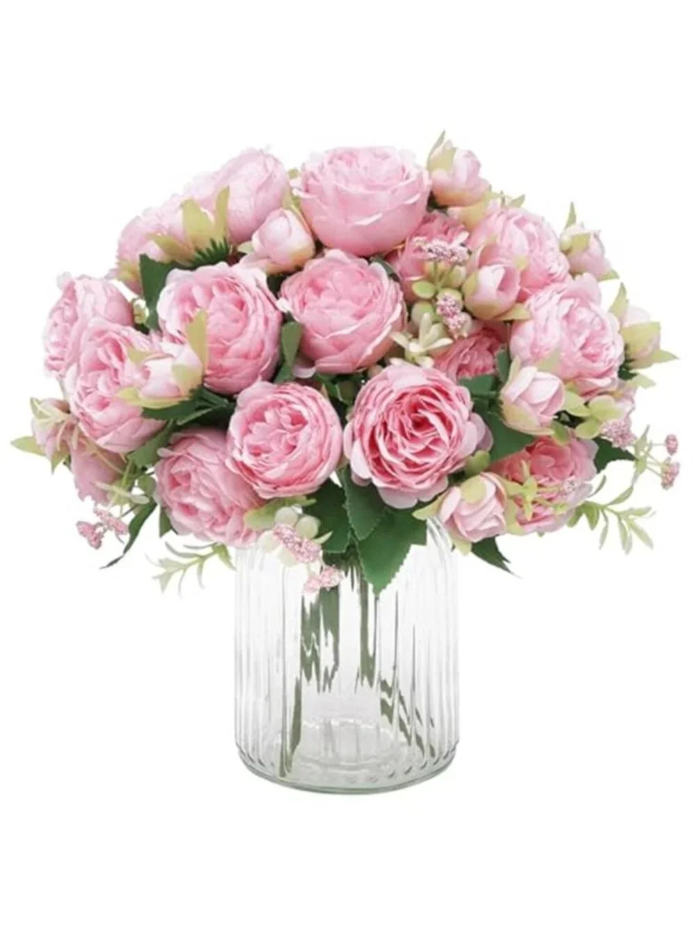 Artificial Peony Flowers Faux Silk Bouquet Pink Floral Home Wedding Decor Set